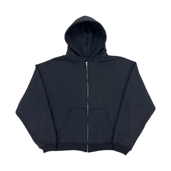 350 GSM Extra Thick "Black" Zip-Up Hoodie