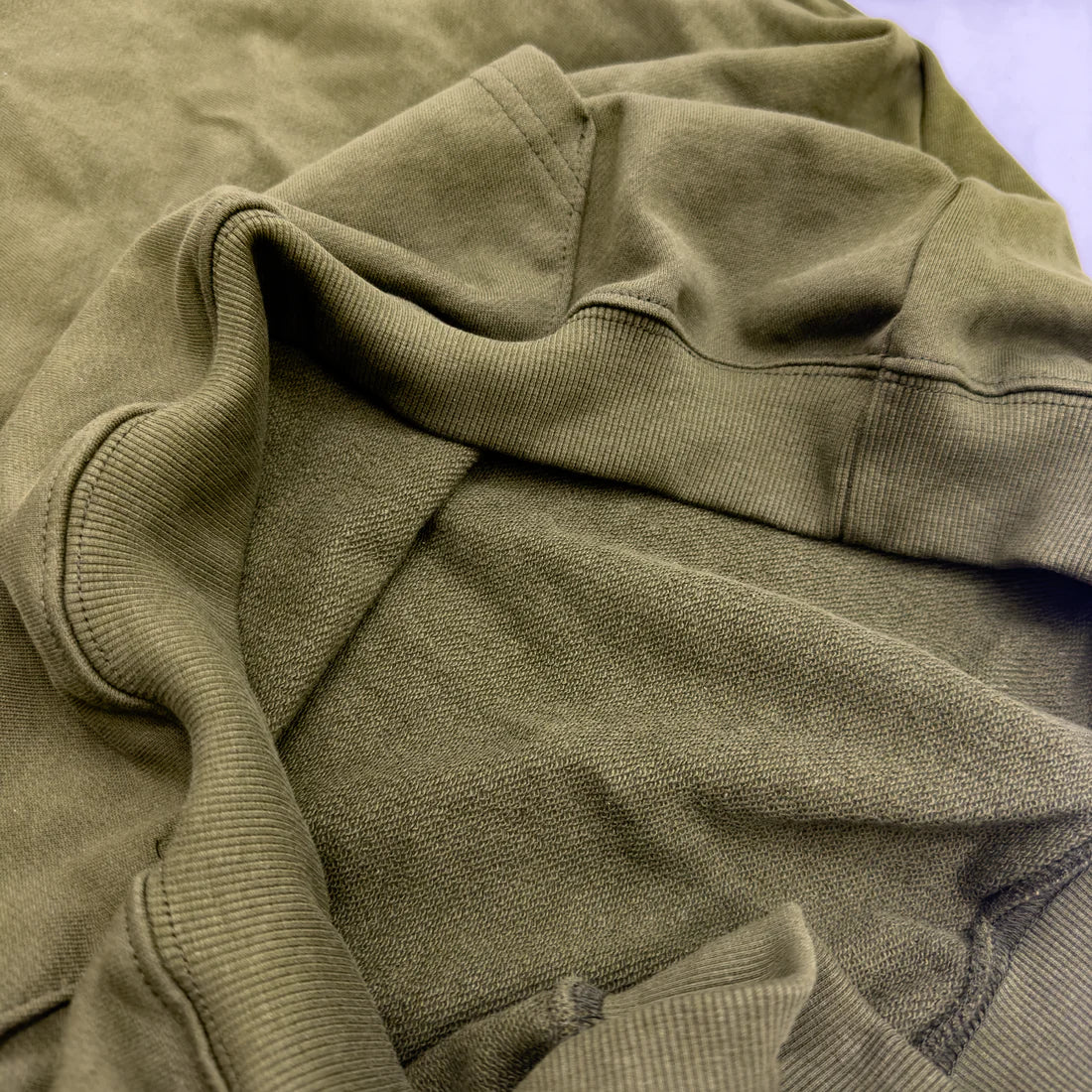 500 GSM 'Olive' French Terry Cotton Crewneck